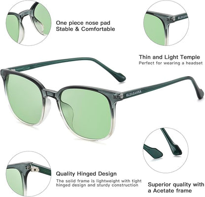 Sleep Glasses for 99.9% Blue Light Glasses Dual AR Coatings Green Lens for Computer Gaming Reduce Eyestrain