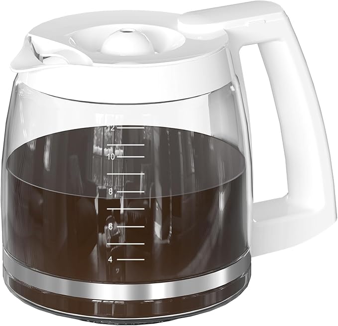 12-Cup Coffee Pot Replacement Compatible with Cuisinart Coffee Maker Models SS-12, SS-15, SS-16, DCC-1100BK, DCC-1200, DCC-2650, CHW-12P1, DGB-400, DGB-550BK, DGB-550BK1, DGB-625BC and DGB-700BC White
