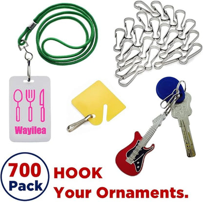 Stainless Steel Spring Clips Lanyard Snap Hooks for Name Tag Badges Key Ring Keychain Zipper DIY Crafts (700 Pack Hooks)