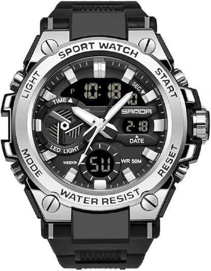 KXAITO Men's Watches Sports Outdoor Waterproof Military Watch Date Multi Function Tactics LED Alarm Stopwatch