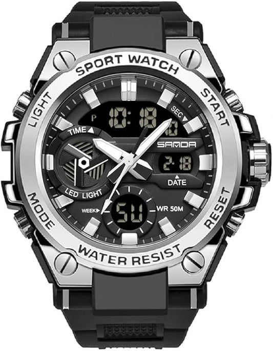 KXAITO Men's Watches Sports Outdoor Waterproof Military Watch Date Multi Function Tactics LED Alarm Stopwatch