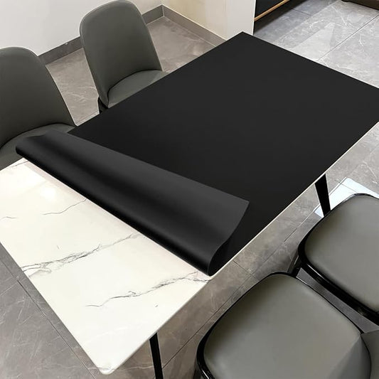 Leather Table Cover,1.8mm Thick,30x60 Inch Desk Cover,Large Desk Mat,Table Protector,Table Cover Protector,Craft Mats to Protect Table(Black+Black,30x60)