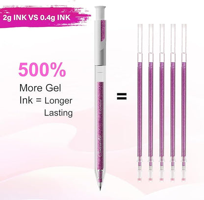 12 Colors Retractable Glitter Gel Pens, Colored Gel Pens, For Artists Adults Coloring Books Drawing Journaling Doodling Writing Back to School Supplies
