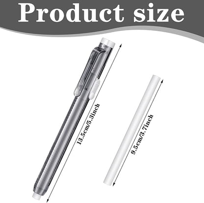 12 Pieces Retractable Mechanical Eraser Pen Bulks Retractable Mechanical Stick Eraser Refill for Teacher Gifts Painting Writing Office Daily Study (Clear Black)