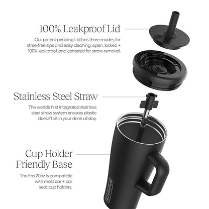 BrüMate Era 20 oz Tumbler with Handle and Straw | 100% Leakproof Insulated Tumbler with Lid and Straw | Made of Stainless Steel | Cup Holder Friendly Base | 20oz (Primrose)