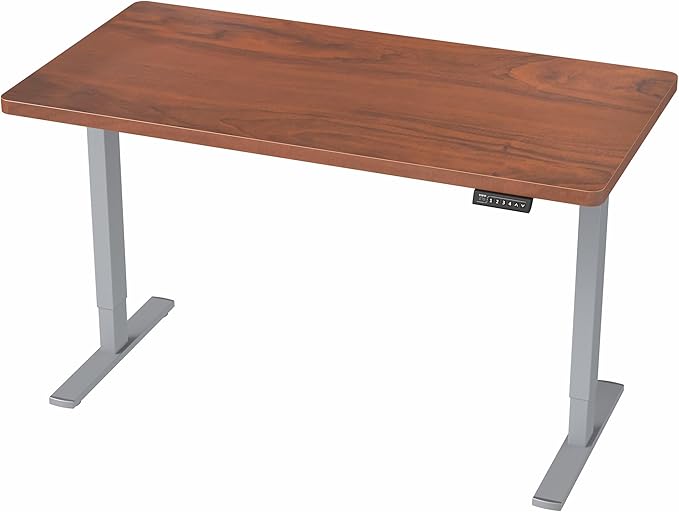 VIVO Electric 43 x 24 in Standing Desk, Memory Height Adjustment, 1B Series, One-Piece Dark Walnut Top, Gray Frame, DESK-KIT-1G4D