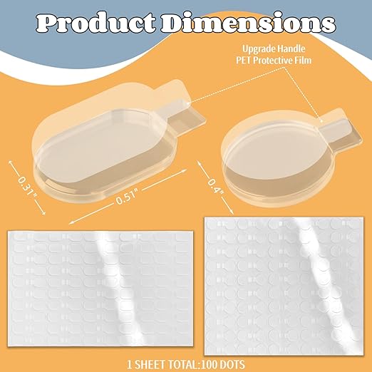 COMELY Nanoparticle Adhesive Sticky Dots: 0.31" * 0.51" 300 PCS Double Sided Removable High-Strength Nano Glue - No Trace Strong Stick Tack for Office - Poster Picture Festival Decoration