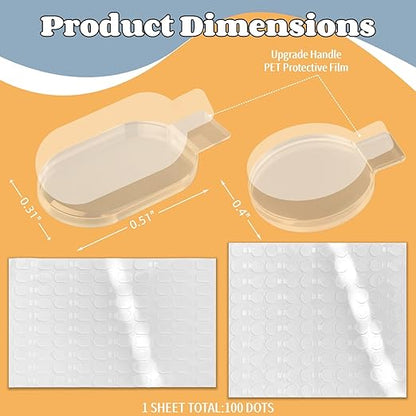 COMELY Nanoparticle Adhesive Sticky Dots: 0.31" * 0.51" 300 PCS Double Sided Removable High-Strength Nano Glue - No Trace Strong Stick Tack for Office - Poster Picture Festival Decoration
