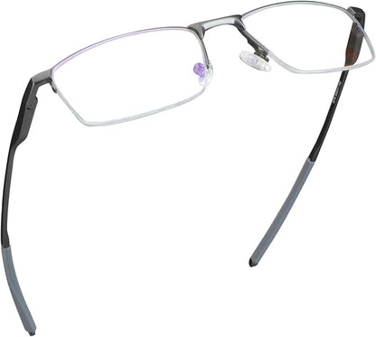 LifeArt Blue Light Blocking Glasses, Anti Eyestrain, Computer Reading Glasses, Gaming Glasses, TV Glasses for Women Men, Stylish Unisex Alloy Square Frame (Gray, +2.00 Magnification)