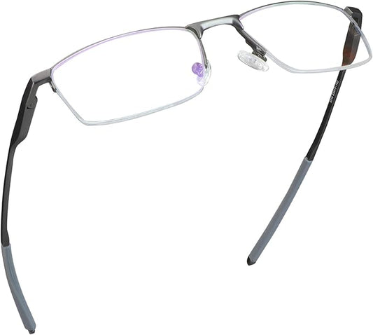 LifeArt Blue Light Blocking Glasses, Anti Eyestrain, Computer Reading Glasses, Gaming Glasses, TV Glasses for Women Men, Stylish Unisex Alloy Square Frame (Gray, +0.25 Magnification)