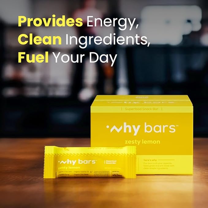 Why Bars, Protein Bars, Variety Pack, 2.04 Ounce Bars (Pack of 12 Protein Bars) - Protein Bar Superfood, Gluten Free, Non GMO, Organic, Vegan, Simple Ingredients