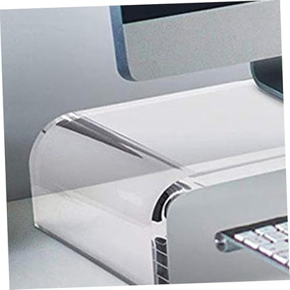 GALPADA Heavy Duty Acrylic Monitor Stand Riser for Office Desk Wide Desktop Organizer with Keyboard Storage Space Ergonomic Height Computer Display Shelf for Neck and Eye Comfort