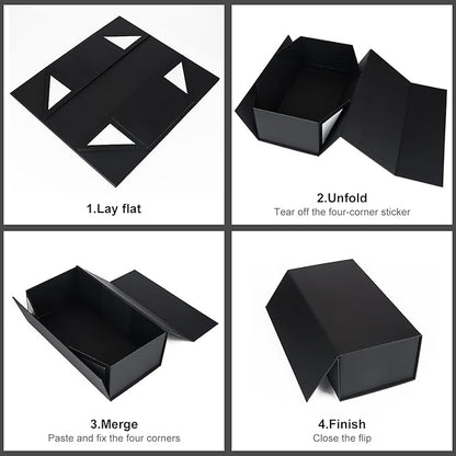 Black Gift Box 10" x 6" x 3" with Magnetic Closure Lid Gift Boxe for Presents,Bridesmaid Gifts Boxes,Cute Box,Birthday Box,Luxury for Gift Packaging, Magnetic Gift Boxe for Wrapping Gifts (Black)