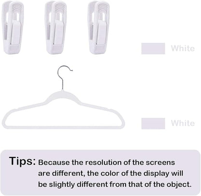 Trgowaul Velvet Hangers Clips, Pants Hangers Velvet Clips, Strong Finger Clips Perfect for Thin Velvet Hangers (20pc, White)