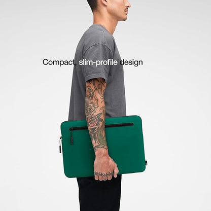 Incase Compact Laptop Sleeve with Flight Nylon - 16 Inch MacBook Pro and Laptop Case – Slim Computer Sleeve with Faux Fur Lining, Front Accessory Pocket with Zipper - Malachite Green