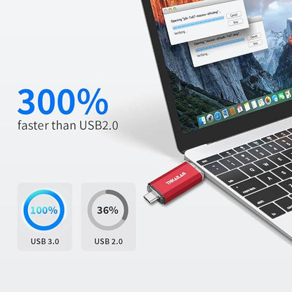 Thkailar 5 Pack 64GB USB C Flash Drive OTG High Speed for Store Data-USB 3.0 Thumb Drive C Jump Drive-Compatible with Samsung,Mac Pro,Laptops,Tablets,PC(Red)
