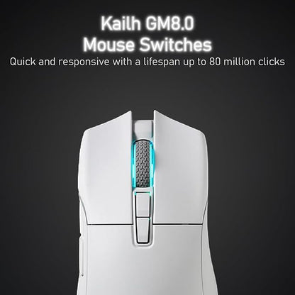 iRocks IRM31R RGB Backlight, Wireless Lightweight Gaming Mouse, Tri-Mode Connection, Kailh GM8.0 Mouse Switches, Advanced PixArt PAW3395 Optical Sensor, Resolution Up to 26,000 DPI - White
