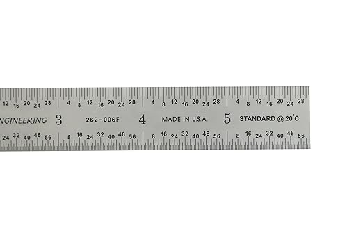 PEC Tools 6" x 150mm Machinist Metal Ruler, High Carbon Steel, English/Metric Markings 1/32", 1/64", 0.5mm, 1mm, Suitable for Engineers Between Imperial and Metric Systems, Made in USA