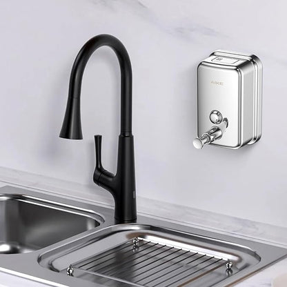 AIKE Polished Stainless Steel Wall Mount Pump Soap Dispenser Polished 34 fl.oz. AK1001