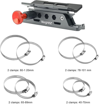 MEGREZ Adjustable Fire Extinguisher Mount Holder, Aluminum Quick Release Fire Extinguisher Holder with 8 Clamps, Compatible with Jeep Wrangler UTV Polaris RZR, Grey