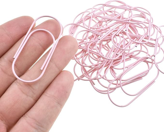 HAHIYO Paper Clips 2 inches (50mm) Length Pink Wide Paperclips Vinyl Coated Prevent Scratching Tearing The Pages Sturdy for Bookmark Organize Home Office School 30 Pack