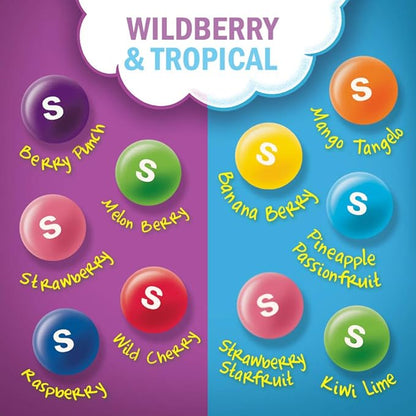 SKITTLES Wild Berry & Tropical Mash Up Chewy Candy Bulk, 9 Oz Resealable Bags, 8 Count Bags, Bulk Box