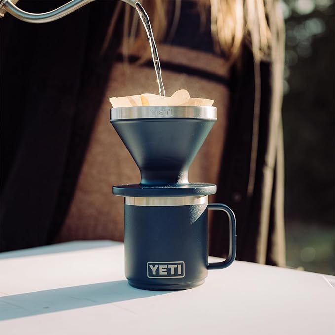 YETI Rambler 10 oz Ceramic Lined Stackable Mug, Vacuum Insulated, Stainless Steel with MagSlider Lid, Navy