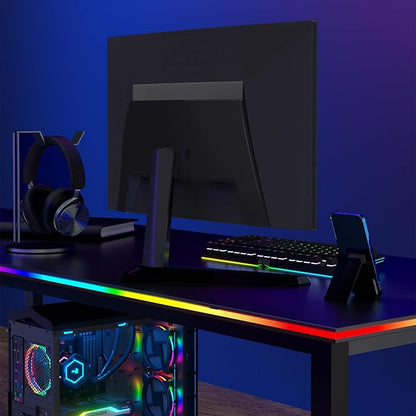 RGB Backlight for PC & Mac, LED Strip Light Sync with Screen Color or Music, Stick to The Edge of Your Desk, LEDs for Desk Gaming, USB Port, Software Control, 6.57ft / 2m