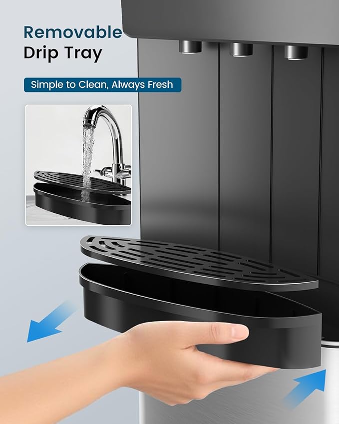 Bottom Loading Water Cooler Dispenser for 5 Gallon Bottles - 3 Temperatures with Hot, Cold & Room Spouts, Water Dispenser with Child Safety Lock for Home, Office, Kitchen