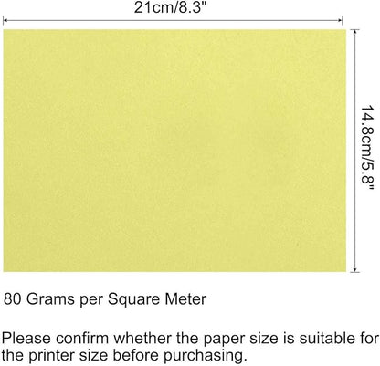 MECCANIXITY 50 Sheets Colored Copy Paper 8.3 x 5.8 Inch Printer Paper 80gsm Light Yellow for Office Printing, Document Copying, Invitations, Forms, Art Projects