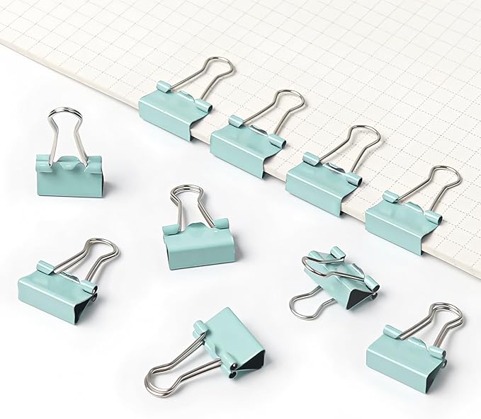 100 Pack Mini Light Green Binder Clips 5/8 Inch (15 mm), Colored Little Paper Clamps, Small Tiny Micro Size Paper Clips for Office Home School Business 0.6"