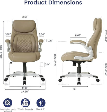 Nouhaus Ergonomic Office Chair Premium Microfiber Leather Adjustable Lumbar Support & Armrests, High Back Comfy Desk Gaming Chairs Executive Computer Swivel Chair Tilt Function(Posture,Taupe)