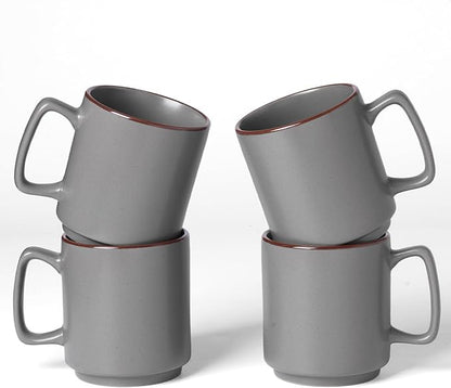 famiware Coffee Mugs Set of 4, Nebula 14oz Coffee Mugs, Ceramic Cup Set with Handle for Latte, Tea, Milk, Cappuccino, Cocoa, Dark Gray