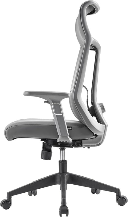 EUREKA ERGONOMIC Valen Leather Desk Chair, High Back Office Chair, Microfiber PU Leather Office Chair with Wheels, Executive Office Chair Comfy for Samll Spaces(Pack of 10, Gray)