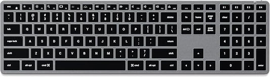 Satechi Slim X3 Bluetooth Backlit Keyboard for Mac, Illuminated Keys & Multi-Device Sync, for MacBook Air/Pro M4, iPad Air/Pro M4/M3, iPad mini, Mac mini, iMac - Space Gray