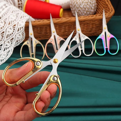 4.5" All Stainless Steel Embroidery Scissors for Sewing, Small Sharp Scissors Craft Shear for DIY Art Work Handicrafts Needlework Tool and Daily Use Gold