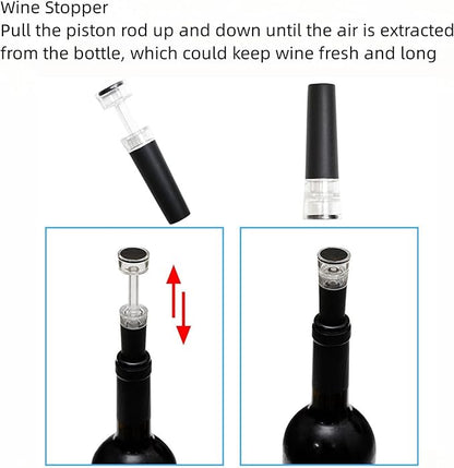 Electric Wine Bottle Opener Automatic Wine Opener Electric Corkscrew with Foil Cutter,Wine Pourer,Wine Stopper,USB-C Charge Cable, Christmas Gifts for Women Men Adults(Gray)