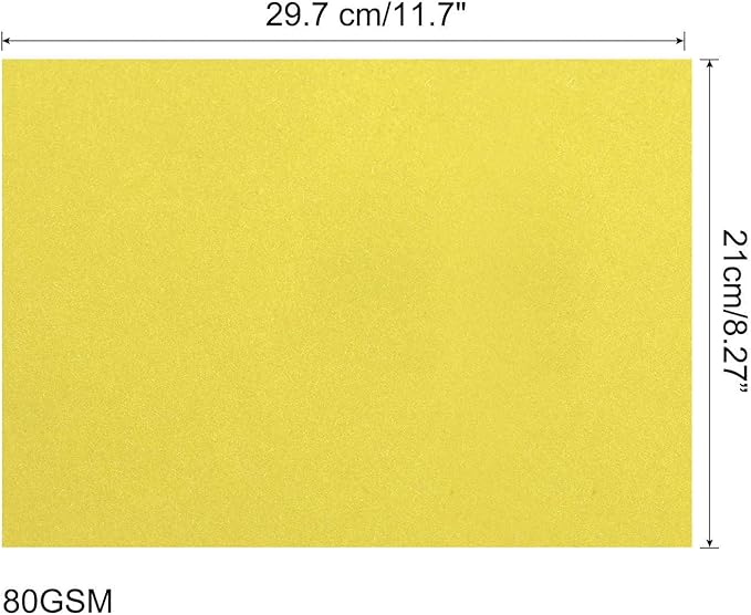 MECCANIXITY 50 Sheets Colored Copy Paper 8.3 x 11.7Inch Printer Paper 80gsm Lemon Yellow for Office Printing, Document Copying, Invitations, Forms, Art Projects
