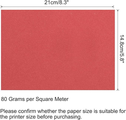 MECCANIXITY 50 Sheets Colored Copy Paper 8.3 x 5.8 Inch Printer Paper 80gsm Bright Red for Office Printing, Document Copying, Invitations, Forms, Art Projects