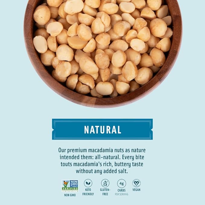 Mauna Loa Unsalted Roasted Macadamia Nuts, 7 oz Resealable Bag, Keto Friendly, Gluten Free, Premium Hawaiian Healthy Snack