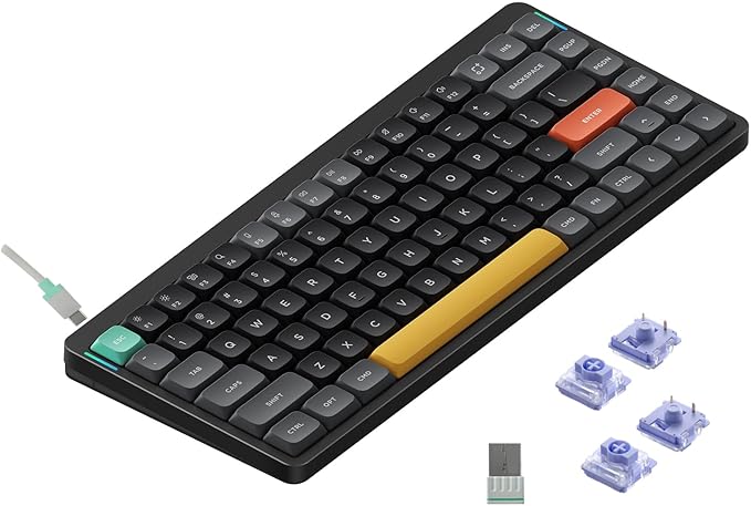 nuphy Air75 V2 Portable 75% Mechanical Keyboard,Wireless Keyboard,Supports Bluetooth/2.4G/USB-C RGB Bluetooth Gaming Keyboards,Compatible with Windows/Mac OS/Linux Systems-Gateron Wisteria Switch
