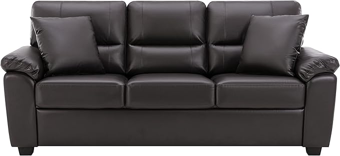 Morden Fort Faux Leather Sofa Couch, Modern Luxury and Comfy Furniture Sleeper Couches for Living Room, Apartment, Office, Lounge Room