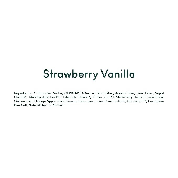 OLIPOP Prebiotic Soda Pop, Strawberry Vanilla, Pantry Pack Packed with Prebiotics, Fiber, and Botanicals, Gluten Free, Vegan, GMO Free, 12oz Skinny (12-Cans)
