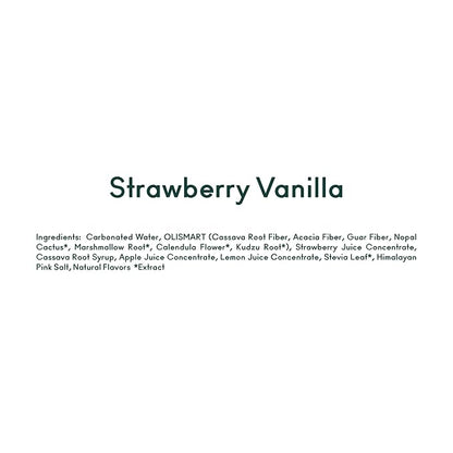 OLIPOP Prebiotic Soda Pop, Strawberry Vanilla, Pantry Pack Packed with Prebiotics, Fiber, and Botanicals, Gluten Free, Vegan, GMO Free, 12oz Skinny (12-Cans)