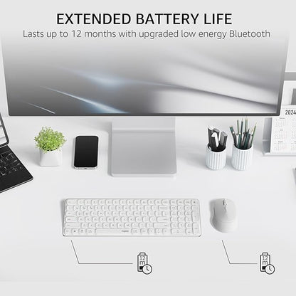Rapoo 9360M Wireless Keyboard and Mouse Combo, Blade-Series E9310M 99-Key Ultra-Thin Keyboard and M300G Silent Mouse, Support 4 Devices, Quiet, Compact, Battery Powered, for Windows/Mac/Linux/Chrome