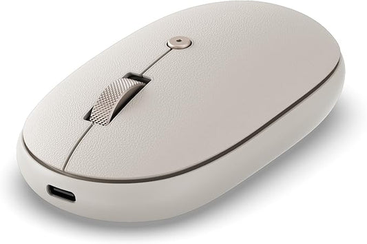 Satechi OntheGo Bluetooth Mouse with USB C Rechargeable Battery, Connect up 3 Devices, Compact and Portable Wireless Mouse for Laptop, Computer, Tablet – Sand