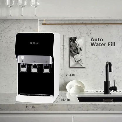 Countertop Bottleless Water Cooler Dispenser with Filtration 4-Stage Filters PP+CTO+UF+CTO Self Clenaing 3 Temperature Settings
