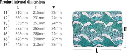 Laptop Sleeve 14 Inch,Waterproof Protective Notebook Case Briefcase Carrying Bag Compatible with MacBook,Acer,Asus, Dell,Lenovo,Microsoft,HP Laptop Cover (Wave, 14 inch)