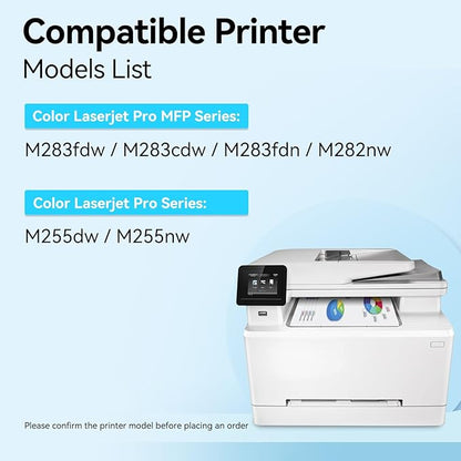 206X Toner Cartridges 4 Pack High Yield with Chip Replacement for 206X 206A HP Toner Cartridges Set for Color Laserjet Pro MFP M283fdw M283cdw M283fdn Pro M255dw M255nw M283 M255 Printer | 206X Toner