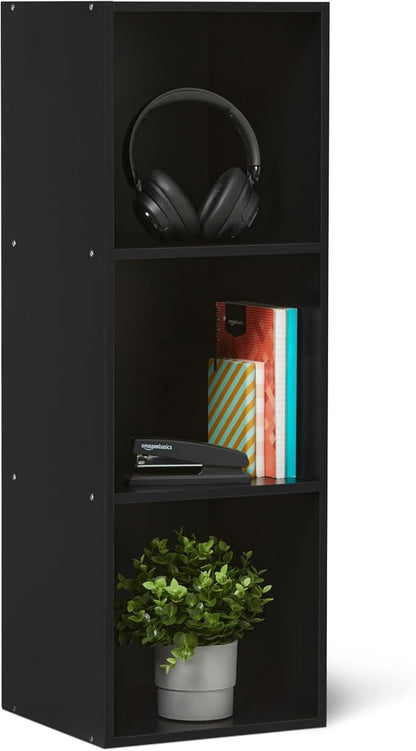 Amazon Basics 3-Cube Bookcase Compatible with Fabric Storage Cube Organizers, Black